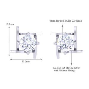 NOVAMART Fine Premium 925 <b>Sterling</b> <b>Silver</b> <b>Stud</b> Earrings for Women & Girls Geometric Heart Flower Shapes Rose Gold Diamond Trendy - Product Image 3