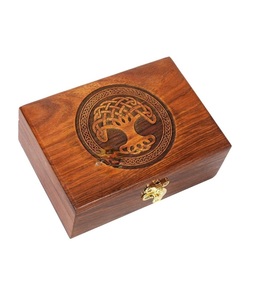 Urna de madera hecha a mano de palisandro Árbol de la vida grabado joyero tallado a mano para mujeres-hombres joya | Acentos de decoración del hogar - Product Image 4