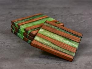 Prix de gros Ensembles de sous-verres en résine de bois d'acacia avec support Rond écologique Style américain Design Tapis Table Accueil Restaurants - Product Image 3