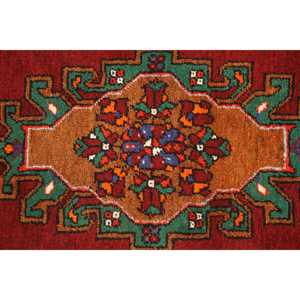 Petit tapis vintage 1,7x3,2 pi (53x99 cm), tapis turc en laine rouge unie - Product Image 5