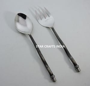 Outils de service de cuisine Couverts Cuillère et fourchette en acier inoxydable doré Serveurs à salade - Product Image 2