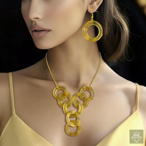 PRAO Ensemble de bijoux de mode en vrac faits à la main Collier en Y anti-ternissement avec boucles d'oreilles plaquées or pour mariages et fêtes - Product Image 2