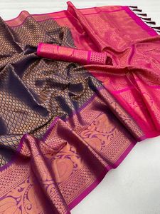 ชุดแต่งงานและปาร์ตี้มาใหม่ผ้าไหมนุ่ม Zari ทอผ้า Saree ผู้หญิงสวมใส่ผู้จัดจำหน่ายจากสุราษฎร์อินเดีย - Product Image 3