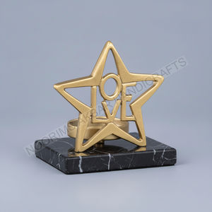 Eslogan para el hogar, escultura de Metal de estrella centelleante de aluminio con Base de mármol negro, mesa decorativa, regalo, artesanía, exportador, proveedor - Product Image 4