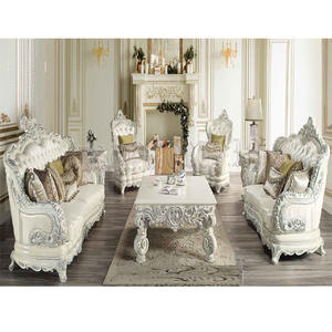 Juego de sofá de sala de estar tallado a mano de madera de teca moderna de 7 plazas pulido Blanco Europeo tamaño personalizado duradero - Product Image 1