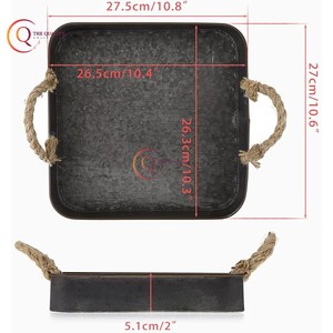 Plateau carré en métal noir en métal galvanisé plaqué noir Plateau en métal Design traditionnel pour la maison Hôtels et restaurants Décor - Product Image 5