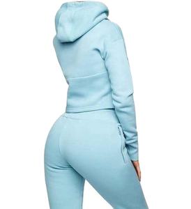 Moda personalizada Casual Sport Wear Crop Top Sudadera con capucha Jogger recortada Sudadera con capucha conjuntos chándales deportes gimnasio Sudadera con capucha 2026 - Product Image 4