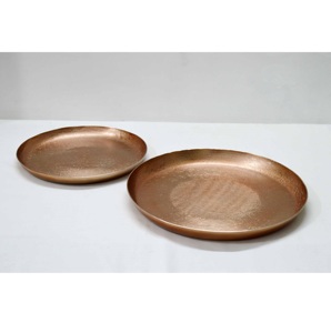 Venta al por mayor barato clásico nuevo patrón Chapado en cobre plato redondo de Metal gran oferta de lujo directo de fábrica fruta servir plato hondo - Product Image 1