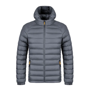 Veste matelassée en toile personnalisée pour homme avec col montant, imperméable, à capuche, logo frontal - Manteau d'hiver promotionnel - Product Image 4