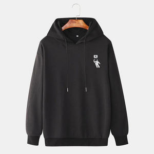 Sweat à capuche pull-over en mélange de coton pour homme, style vintage, épaules tombantes, coupe oversize, 340 GSM, molleton épais, couleur unie, hiver, vente en gros - Product Image 2