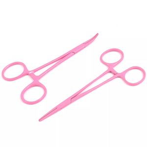 Pinzas hemostáticas rectas Pinzas de perforación Pinzas, Alicates rectos y curvos de acero inoxidable, Pinzas de pesca tijera rosa - Product Image 1