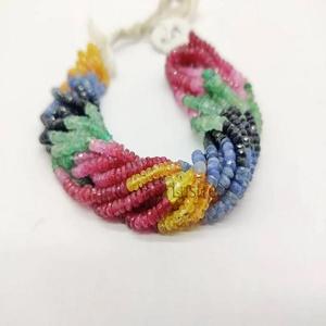 Cuentas de piedra Rondelle facetadas múltiples de 16 pulgadas, joyería hecha a mano de zafiro arcoíris de 3 a 4 mm y regalo personalizado - Product Image 1