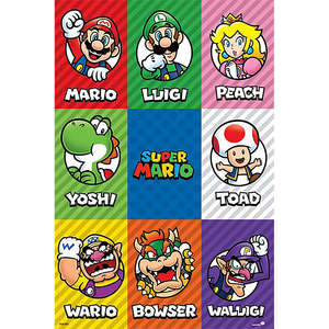 Modern Style Super Mario Character <b>Poster</b> Paper Design for Wall Usage for Birthday Celebrations - Product Image 1