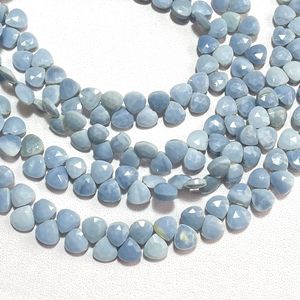 Perles Briolette en forme de coeur à facettes d'opale bleue naturelle, pierre précieuse calibrée de 7MM pour l'utilisation de bijoux - Product Image 3
