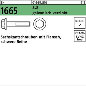Hex <b>Bolt</b> EN 1665 M12 X 35 8.8 Electrogalvanized 100 Pieces - Product Image 1