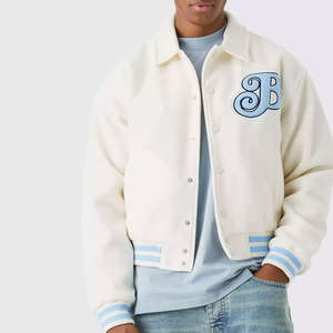 Custom Logo Men's Stand Collar Varsity <b>Jacket</b> with Front - Product Image 5
