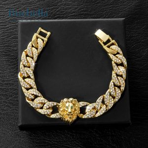 High Quality 13mm 18K Solid Gold Iced Out Lion <b>Cuban</b> <b>Bracelet</b> for <b>Men</b> Hip Hop Style Moissanite Jewelry - Product Image 2