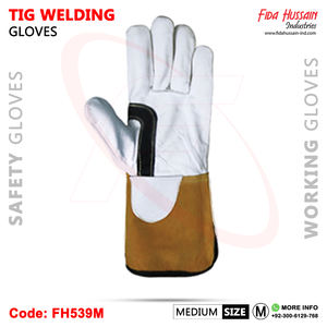 Guantes de cuero OEM para soldar TIG, protección personalizada contra el calor y el fuego, brazalete de seguridad de piel de vaca dividida, altamente recomendado - Product Image 4