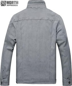 Veste en jean décontractée à coupe régulière pour homme, de haute qualité, manches longues, style vintage, logo frontal personnalisable - Product Image 2