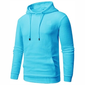 Sweat-shirt gaufré bleu vif pour homme, pull urbain aqua vibrant, taille et design personnalisés - Product Image 3