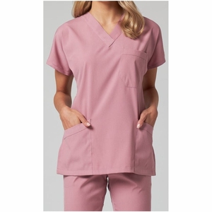 Scrubs uniformes ensembles col montant à manches courtes uniformes médicaux Stretch respirant femmes ensembles infirmière Scrubs pour les femmes - Product Image 5