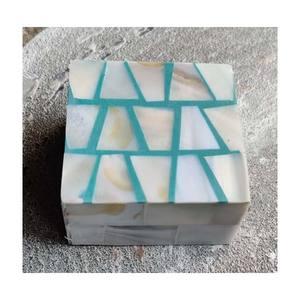 Caja de Monedas Cuadrada de Nácar de Piedra India Hecha a Mano, 2x2x1 Pulgadas, Gama de Precios Baja, Para Bodas y Decoración del Hogar - Product Image 3