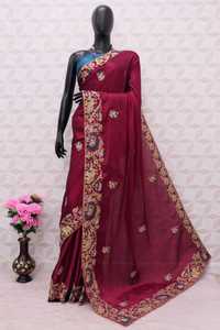 Saree clásico de seda Kasturi pesado para mujer con trabajo de hilo cómodo para Bodas de verano fiestas ropa de oficina eventos Casuales - Product Image 5