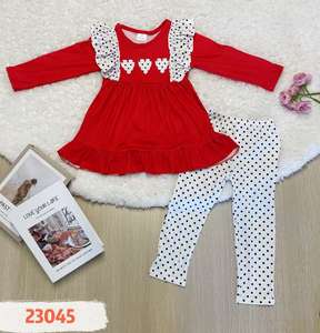 Pakaian Anak Modis Gaun Lucu untuk Bayi Hari Valentine Dua Potong RTS Setelan Bayi Perempuan dengan Ruffle Romper - Product Image 1