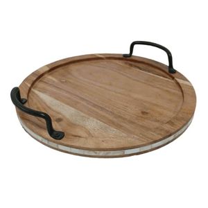 Joli plateau de service en bois incrusté de vadrouille avec poignée en métal pour les articles de table et de cuisine fabriqués à la main du Vietnam - Product Image 1