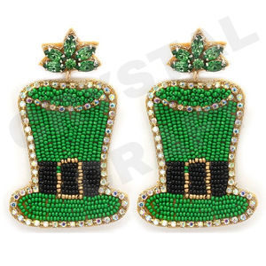 Pendientes de cuentas de corazón de amor rojo Vintage para mujer, tela patriótica de Color naranja, blanco y azul para bodas - Product Image 3