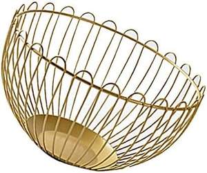 ตะกร้าเก็บลวดโลหะทรงกลมสีทองตะกร้าเก็บผักและผลไม้ - Product Image 2
