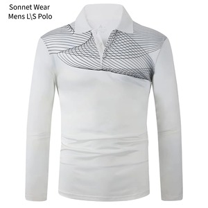เสื้อโปโลแขนยาวพิมพ์ลายลำลองสำหรับผู้ชาย - Product Image 5