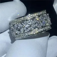 Bague Éternité Fleur en Argent 925 avec Moissanite Taille Brillant Tishya, Sertie à Griffes, Style Hip Hop, Unisexe, pour Mariage