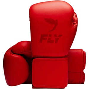 ถุงมือชกมวยหนังแท้สีแดงแบบมืออาชีพ สวมใส่สบาย กันน้ำ ยืดหยุ่น น้ำหนักเบา พร้อมสายรัดแบบ Hook and Loop สำหรับคิกบ็อกซิ่ง - Product Image 1