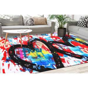 Abstract Heart Art <b>Rug</b>: Colorful Graffiti Style Floor Mat,<b>Chenille</b> <b>Rug</b> - Product Image 4