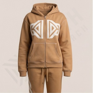 ชุดเซ็ตเสื้อฮู้ดดี้และกางเกงขายาวทรงบาน สไตล์สตรีทแวร์  แบบซิป  ตกแต่งด้วยลายปะ  ล้างสีแบบแอซิด  สำหรับผู้ชายและผู้หญิง  สีสั่งทำได้ - Product Image 2