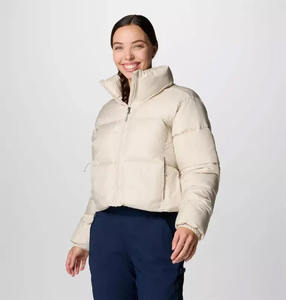 Dernière veste courte douillette personnalisée OEM Dark Stone pour femmes Veste bulle à fermeture éclair complète Veste en duvet d'hiver respirante pour femmes - Product Image 5