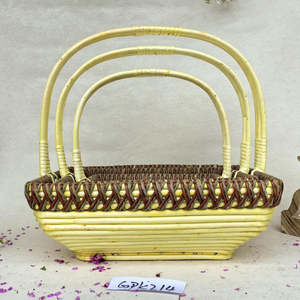 Panier en osier tressé rectangulaire fait à la main, panier décoratif pour fruits, fleurs, pique-nique, rangement - Product Image 2