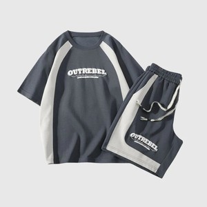 Ensemble de t-shirts courts surdimensionnés imprimés personnalisés de la meilleure qualité Ensemble de vente en gros d'été unisexe grande taille pour hommes - Product Image 1