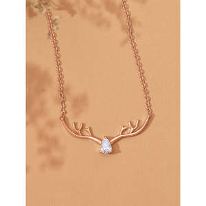 Elegante collar de ciervo de diamante americano de oro rosa collares exquisitos para mujer - Product Image 3