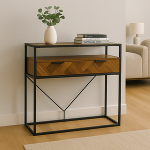 Aarhus Table console en bois massif Design minimaliste moderne pour entrée étroite Table de canapé salon décoration de hall d'hôtel - Product Image 1