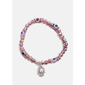 A3shop Bohemian Style Evil Eye & <b>Hamsa</b> Hand Beaded <b>Bracelet</b> Gold Plated Jade with Onyx Opal Amethyst Quartz Agate Trendy Bangles - Product Image 2