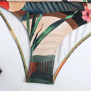 Women Beach Swim Wear One-piece Summer 2023 Print V-<b>neck</b> Quick Dry Breathable Swimwear with Skirt <b>Cover</b> up - Product Image 4