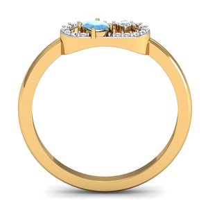 Anillo Boho Geométrico de Topacio Azul y Latón, Chapado en Oro de 18k, con Zirconia, Banda Abierta, Anillo al por Mayor para Mujer - Product Image 2