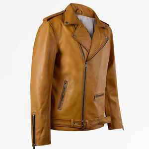 Veste en cuir noir pour femme coupe ajustée Manteau à manches longues en cuir d'agneau véritable style coureur - Product Image 4