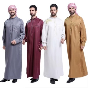 Túnica musulmana de estilo saudí para hombre, tela de poliéster Thobe árabe islámico - Product Image 3