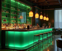 Comptoir de bar moderne pour hôtel, bar à vin, grand plateau rond en marbre, éclairage LED, pour bar à domicile et usage en centre commercial