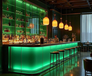 Barra de <span class=keywords><strong>Bar</strong></span> Moderna para Hotel, con Cubierta Redonda Grande de Mármol, Iluminación LED, para Uso en Casa y Centros Comerciales - Product Image 5