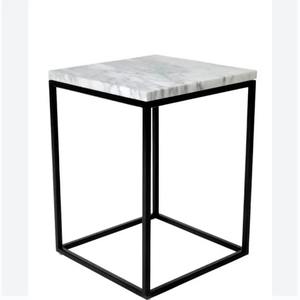 Ensemble de table basse carrée en marbre, finition en poudre de fer blanc doré moderne et luxueuse, facile à nettoyer, pour salon - Product Image 3