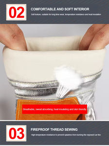 Logo personnalisé EPI en feuille d'aluminium Gants de travail en cuir de vache fendu à 500 degrés résistants au feu Gants de soudage ignifuges à coupe protectrice - Product Image 5